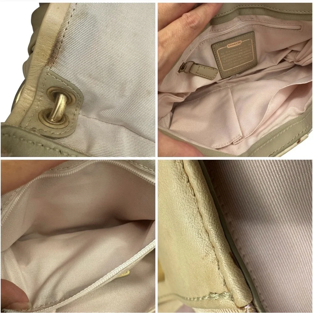 Coach Rare Pink and Beige Parker Bow Ruched Mini Small Shoulder Bag